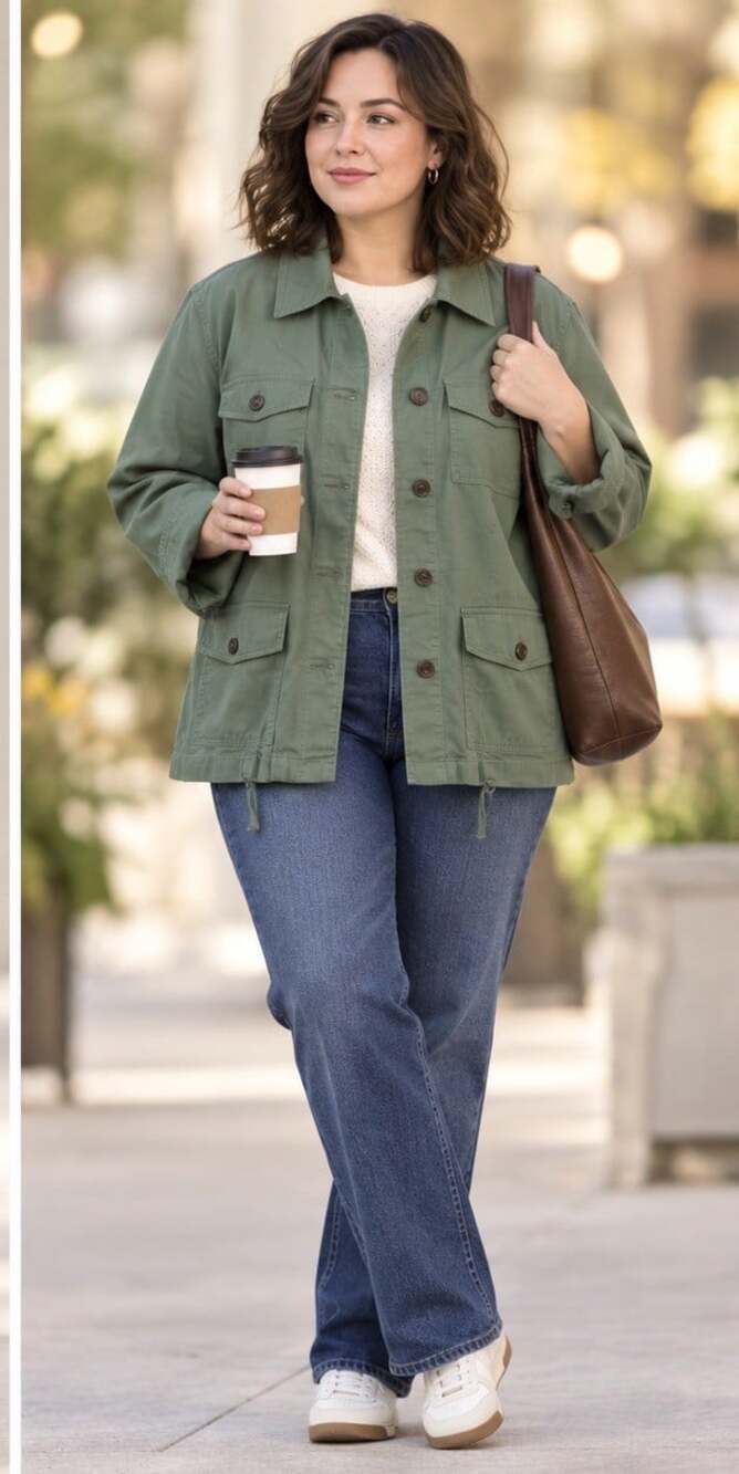 TLABOTS Green Military Utility Jacket XL Pockets Corset Casual Fall Preppy Teach